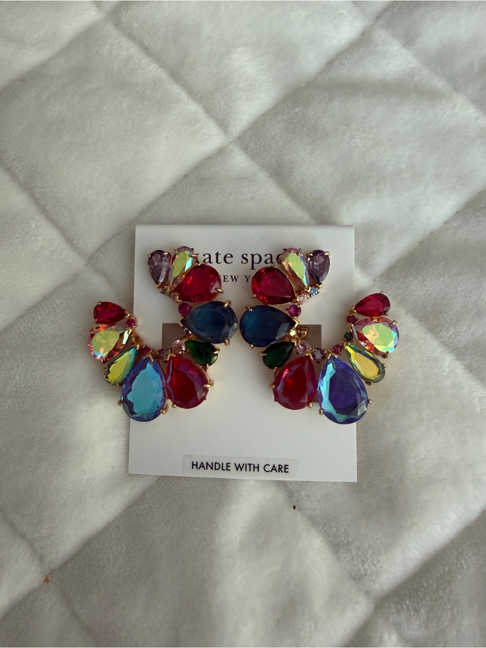 Kate Spade Shine Me Up Fan Hoop Earrings Multi NWT $168 , never tried on